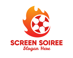 Flaming Soccer Football Ball logo design