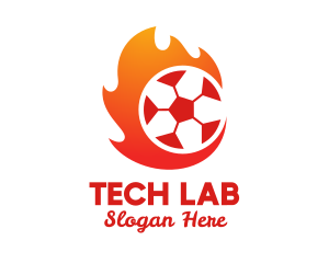 Flaming Soccer Football Ball logo design