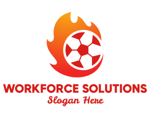 Flaming Soccer Football Ball logo design