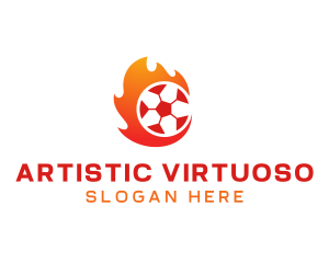 Flaming Soccer Football Ball logo design