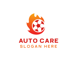 Flaming Soccer Football Ball logo design