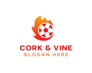 Flaming Soccer Football Ball logo design