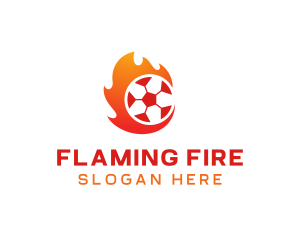 Flaming Soccer Football Ball logo design