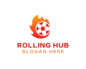 Flaming Soccer Football Ball logo design