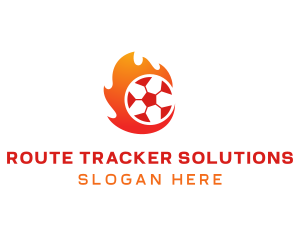 Flaming Soccer Football Ball logo design