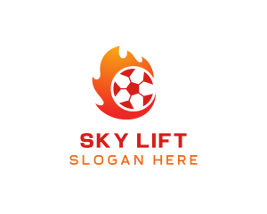 Flaming Soccer Football Ball logo design