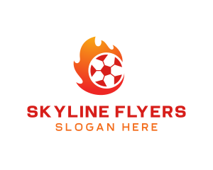 Flaming Soccer Football Ball logo design