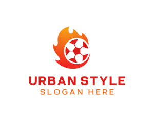 Flaming Soccer Football Ball logo design