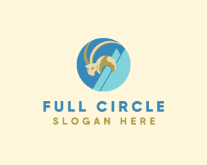 Abstract Mountain Goat Circle  logo design