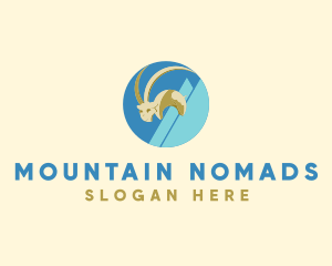 Abstract Mountain Goat Circle  logo design