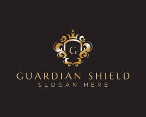 Elegant Royalty Crown Shield logo design