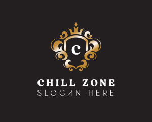 Elegant Royalty Crown Shield logo design