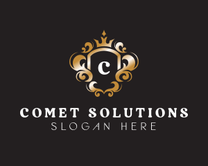 Elegant Royalty Crown Shield logo design