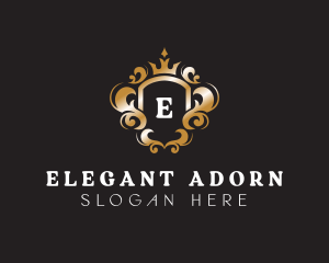 Elegant Royalty Crown Shield logo design