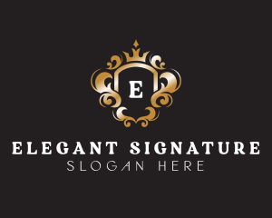 Elegant Royalty Crown Shield logo design