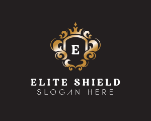 Elegant Royalty Crown Shield logo design