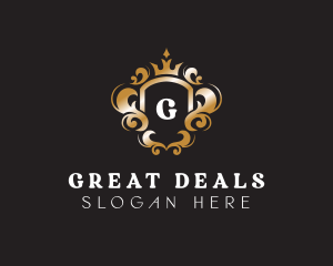 Elegant Royalty Crown Shield logo design