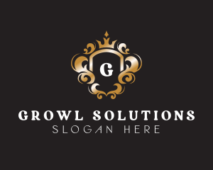 Elegant Royalty Crown Shield logo design