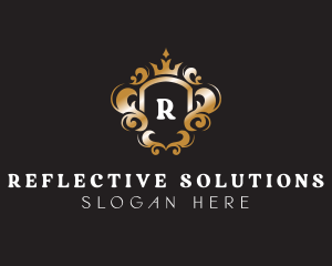 Elegant Royalty Crown Shield logo design