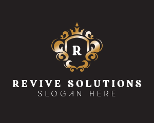 Elegant Royalty Crown Shield logo design