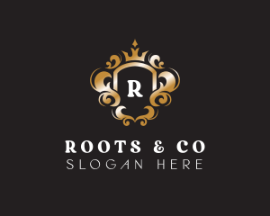 Elegant Royalty Crown Shield logo design