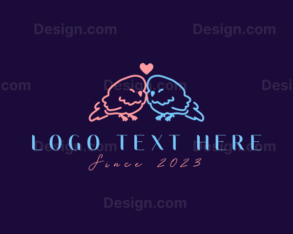 Cute Wedding Lovebirds Logo