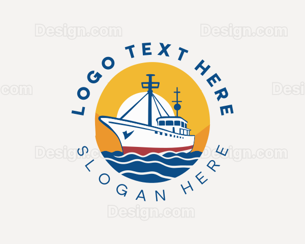 Sea Ferry Cargo Ship Logo