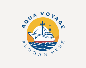 Sea Ferry Cargo Ship logo design