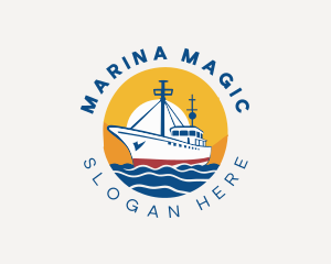 Sea Ferry Cargo Ship logo design