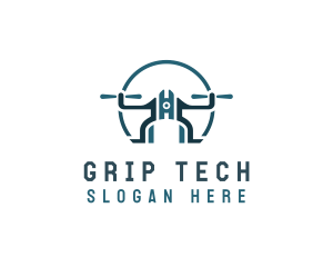 Quadcopter Drone Tech logo design