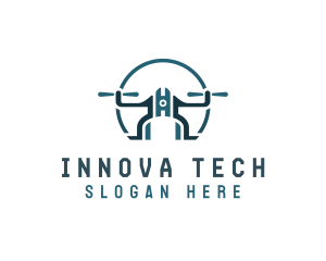 Quadcopter Drone Tech logo design