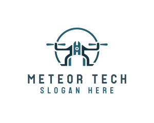 Quadcopter Drone Tech logo design