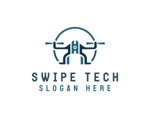 Quadcopter Drone Tech logo design