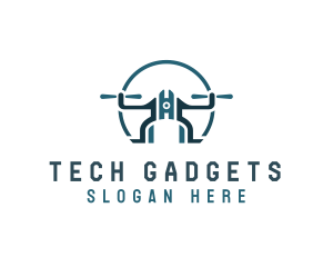 Quadcopter Drone Tech logo design