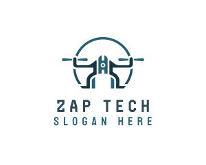 Quadcopter Drone Tech logo design