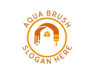 Paint Brush Drip House logo design