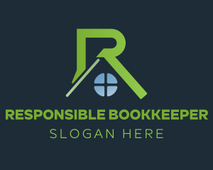 Green Roof Letter R logo design