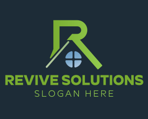 Green Roof Letter R logo design