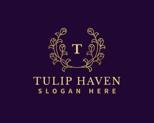 Tulip Flower Wreath logo design