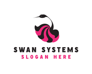 Floral Swan Bird logo design