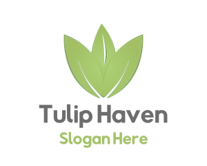 Green Tulip Flower logo design