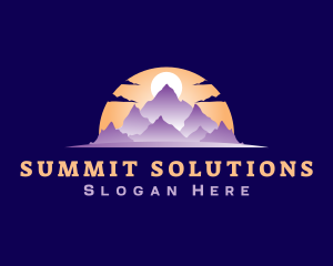 Mountain Peak Sunset logo design