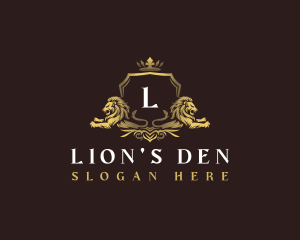 Shield Crown Lion logo design