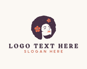 Floral Afro Woman Logo