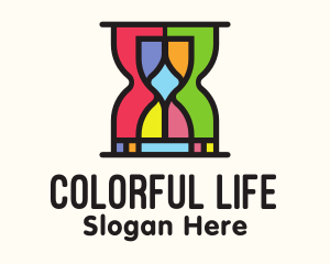 Colorful Hourglass Timer logo design