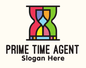 Colorful Hourglass Timer logo design