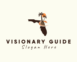 Florida Map Beach Scene logo