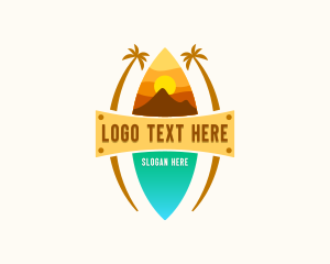 Tropical Beach Surfing Logo