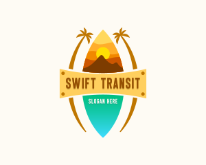 Tropical Beach Surfing Logo