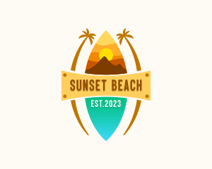 Tropical Beach Surfing logo design